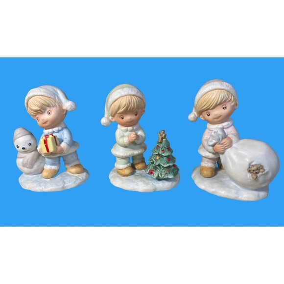 Homco Other - HOMCO #5613  Porcelain Winter Friends Christmas Kids Trio